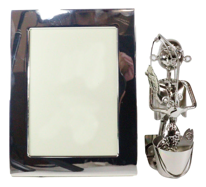 Ebros Gift Ebros Marine Fisherman Metal Sculpture 5"X7" Picture Frame Vertical Horizontal Display