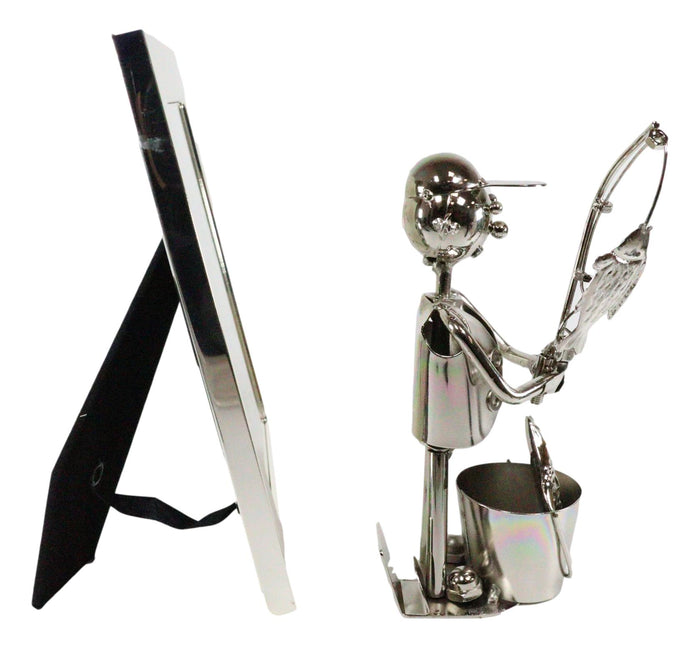 Ebros Gift Ebros Marine Fisherman Metal Sculpture 5"X7" Picture Frame Vertical Horizontal Display