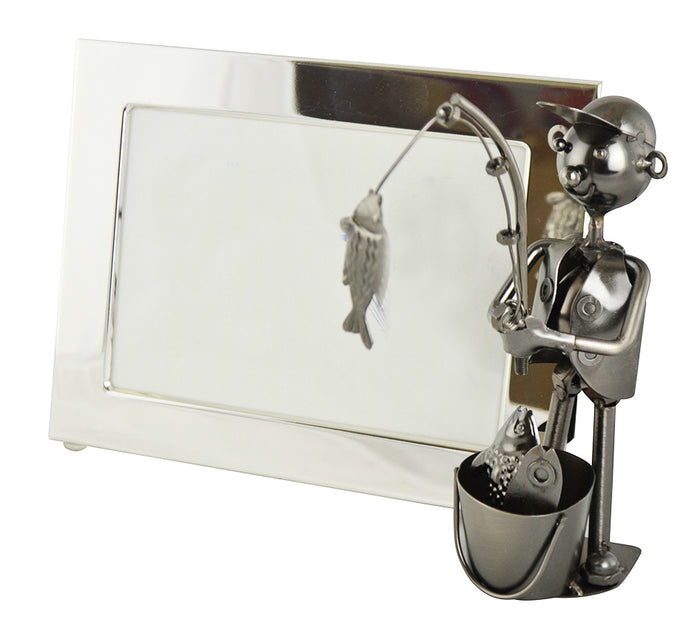 ebros gift Ebros Marine Fisherman Metal Sculpture 5"X7" Picture Frame Vertical Horizontal Display