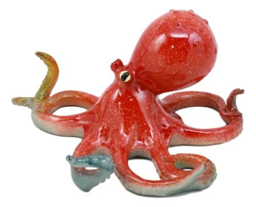 Ebros Gift Ebros Marine Life Nautical Red Octopus Figurine 6"L Kraken Sea Monster Octopus Statue