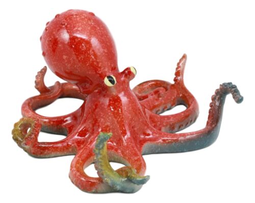 Ebros Gift Ebros Marine Life Nautical Red Octopus Figurine 6"L Kraken Sea Monster Octopus Statue