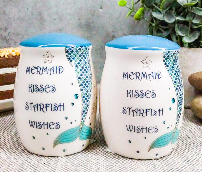 ebros gift Ebros Marine Mermaid Kisses Starfish Wishes Ceramic Salt And Pepper Shakers Set