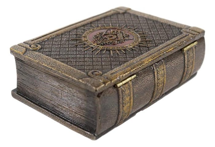 Ebros Gift Ebros Masonic Symbol Freemasonry Square And Compasses Hinged Book Box 5.75"L