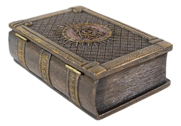 Ebros Gift Ebros Masonic Symbol Freemasonry Square And Compasses Hinged Book Box 5.75"L