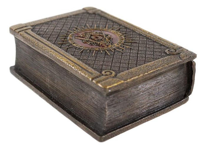 Ebros Gift Ebros Masonic Symbol Freemasonry Square And Compasses Hinged Book Box 5.75"L