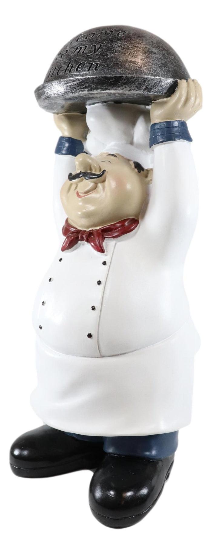 Ebros Gift Ebros Master Bistro Chef Holding Melting Dome Tray Welcome Figurine 14"Tall