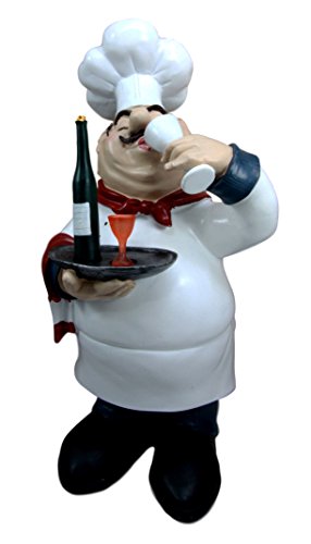 Ebros Gift Ebros Master Chef Pierre Wine Tasting French Bistro Statue 14"H Kitchen Decor Figurine