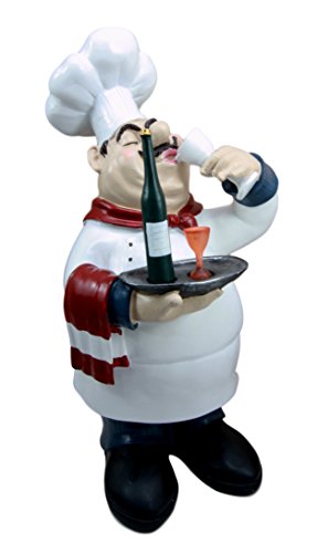 Ebros Gift Ebros Master Chef Pierre Wine Tasting French Bistro Statue 14"H Kitchen Decor Figurine