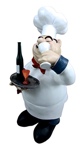 Ebros Gift Ebros Master Chef Pierre Wine Tasting French Bistro Statue 14"H Kitchen Decor Figurine