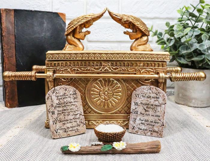 ebros gift Ebros Matte Gold Ark Of Covenant Model W/ Contents Decor Figurine Jewelry Box