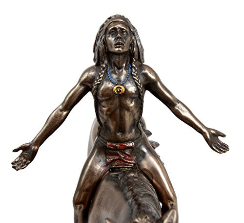 Ebros Gift Ebros Medicine Man With Eagle Feather Headdress On Horse Decorative Figurine 8"H