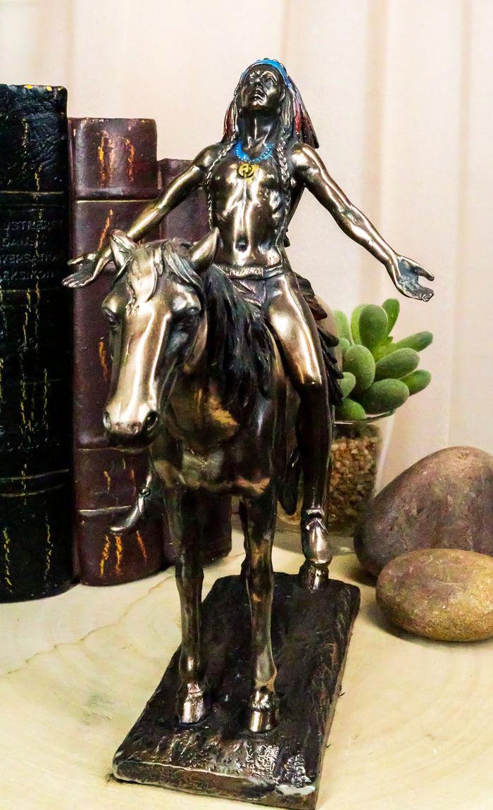 ebros gift Ebros Medicine Man With Eagle Feather Headdress On Horse Decorative Figurine 8"H