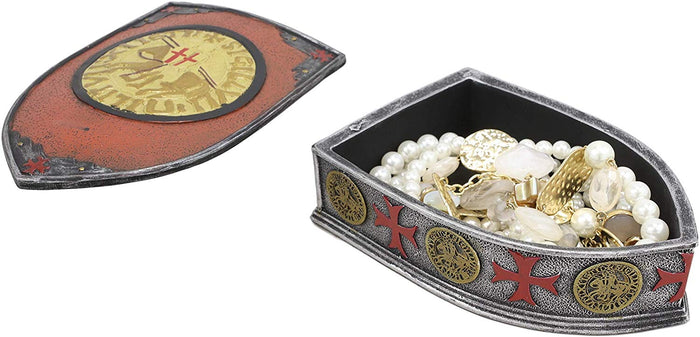 Ebros Gift Ebros Medieval Coat Of Arms Crusader Shield Crest Decorative Trinket Box 6" Long