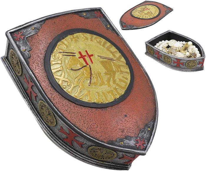 ebros gift Ebros Medieval Coat of Arms Crusader Shield Crest Decorative Trinket Box 6" Long