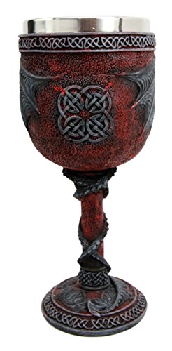 Ebros Gift Ebros Medieval Dual Dragon With Skull Crest Ossuary Goblet Wine Chalice 7oz Capacity