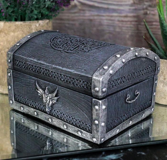 ebros gift Ebros Medieval Fantasy Celtic Crucible Crest Dragon Decorative Box Figurine 4.75" Long