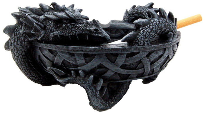 Ebros Gift Ebros Medieval Fantasy Celtic Gerwolf Sleeping Dragon Round Cigarette Ashtray 5.75" L