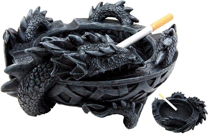 Ebros Gift Ebros Medieval Fantasy Celtic Gerwolf Sleeping Dragon Round Cigarette Ashtray 5.75" L