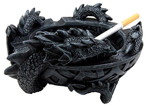 Ebros Gift Ebros Medieval Fantasy Celtic Gerwolf Sleeping Dragon Round Cigarette Ashtray 5.75" L