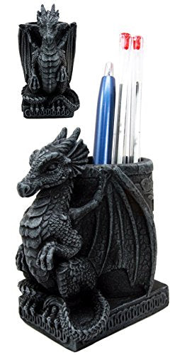 Ebros Gift Ebros Medieval Fantasy Dragon Stationery Office Desktop Pen Pencil Holder 4.75"H