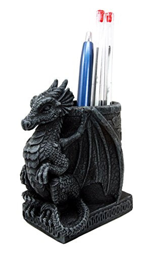Ebros Gift Ebros Medieval Fantasy Dragon Stationery Office Desktop Pen Pencil Holder 4.75"H