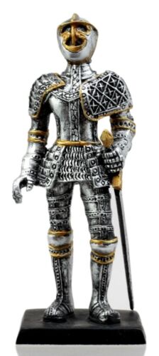 ebros gift Ebros Medieval French Knight Dollhouse Miniature Figurine 4"H Suit Of Armor Swordsman