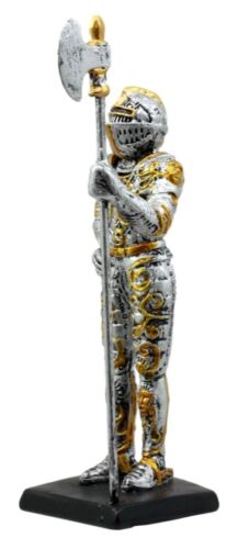 Ebros Gift Ebros Medieval Halberdier Knight Dollhouse Miniature Figurine 4"H Suit Of Armor Axeman
