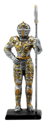 ebros gift Ebros Medieval Halberdier Knight Dollhouse Miniature Figurine 4"H Suit Of Armor Axeman