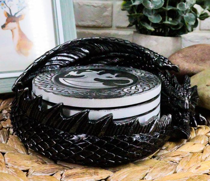 ebros gift Ebros Medieval Hour Of The Dragon Coaster Set 6.5"L Holder With Four Coasters