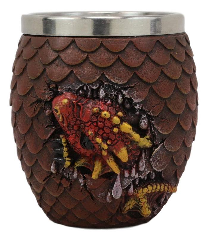 Ebros Gift Ebros Medieval Khaleesi's Dragon Colorful Scale Egg With Hatching Wyrmling Small Drink Cup 3.75" High Fantasy GOT Themed Dungeons And Dragons Drinking Party Prop Cups (Fire Red)