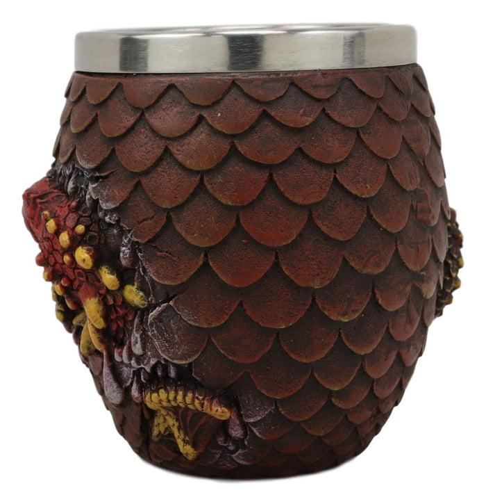 Ebros Gift Ebros Medieval Khaleesi's Dragon Colorful Scale Egg With Hatching Wyrmling Small Drink Cup 3.75" High Fantasy GOT Themed Dungeons And Dragons Drinking Party Prop Cups (Set Of 2 Red)
