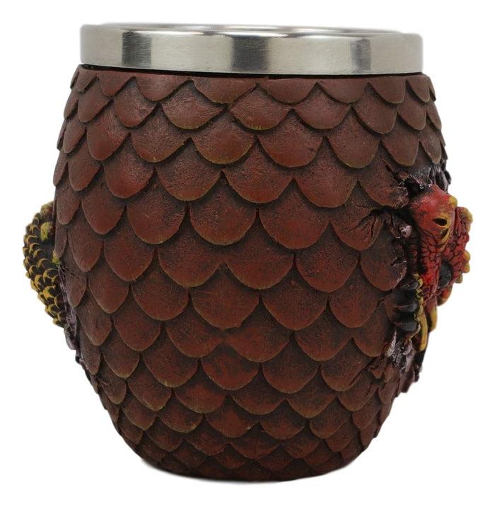 Ebros Gift Ebros Medieval Khaleesi's Dragon Colorful Scale Egg With Hatching Wyrmling Small Drink Cup 3.75" High Fantasy GOT Themed Dungeons And Dragons Drinking Party Prop Cups (Set Of 2 Red)