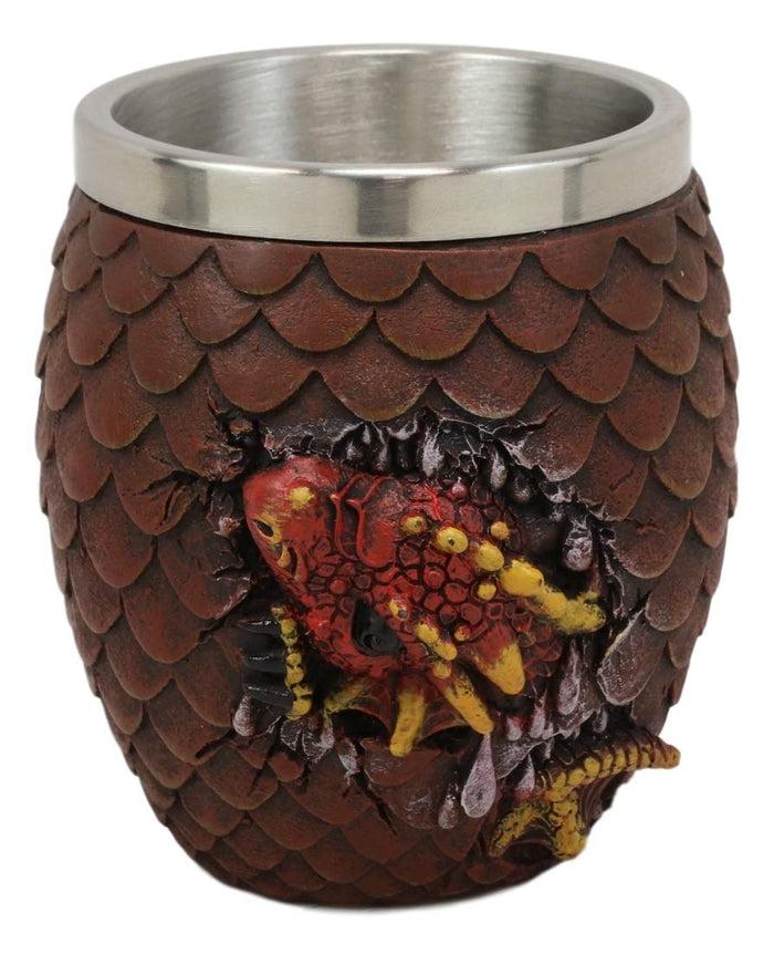 ebros gift Ebros Medieval Khaleesi's Dragon Colorful Scale Egg With Hatching Wyrmling Small Drink Cup 3.75" High Fantasy GOT Themed Dungeons And Dragons Drinking Party Prop Cups (Fire Red)
