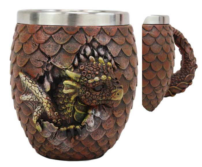 Ebros Gift Ebros Medieval Khaleesi's Elemental Dragon Colorful Scale Egg With Hatching Wyrmling Small Coffee Tea Mug Cup 3.75" High Fantasy GOT Themed Dungeons And Dragons Drinking Cups (Fire Red)