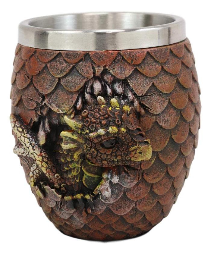 Ebros Gift Ebros Medieval Khaleesi's Elemental Dragon Colorful Scale Egg With Hatching Wyrmling Small Coffee Tea Mug Cup 3.75" High Fantasy GOT Themed Dungeons And Dragons Drinking Cups (Fire Red)