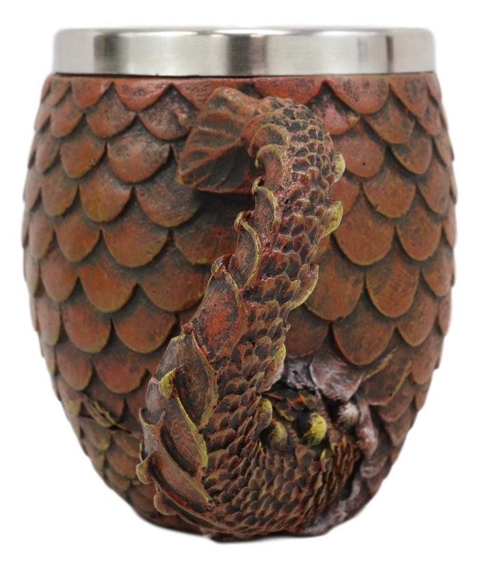 Ebros Gift Ebros Medieval Khaleesi's Elemental Dragon Colorful Scale Egg With Hatching Wyrmling Small Coffee Tea Mug Cup 3.75" High Fantasy GOT Themed Dungeons And Dragons Drinking Cups (Fire Red)