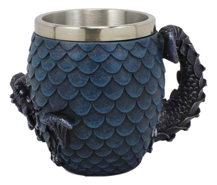 Ebros Gift Ebros Medieval Khaleesi's Elemental Dragon Colorful Scale Egg With Hatching Wyrmling Small Coffee Tea Mug Cup 3.75" High Fantasy GOT Themed Dungeons And Dragons Drinking Cups (Set Of 2 Red And Blue)