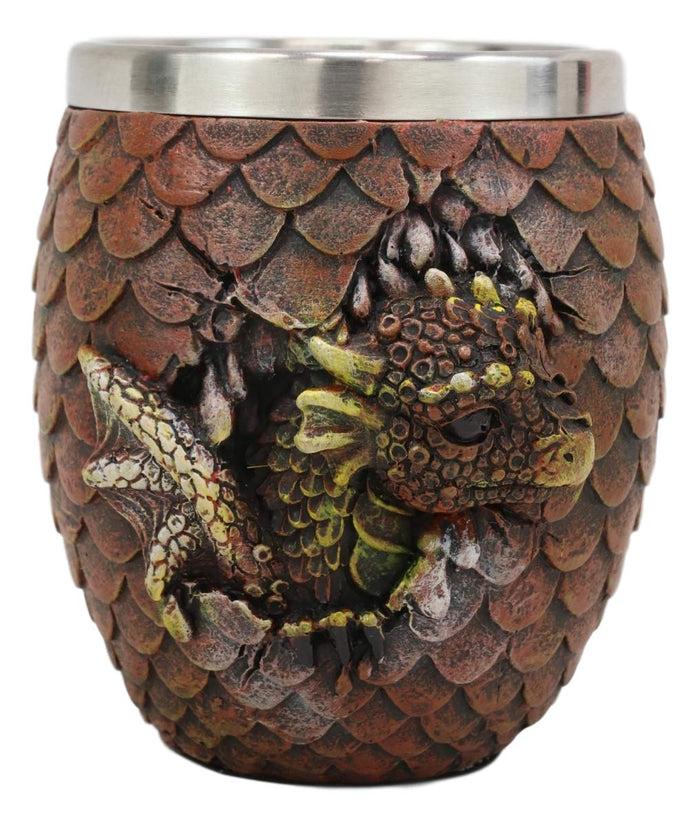 Ebros Gift Ebros Medieval Khaleesi's Elemental Dragon Colorful Scale Egg With Hatching Wyrmling Small Coffee Tea Mug Cup 3.75" High Fantasy GOT Themed Dungeons And Dragons Drinking Cups (Set Of 2 Red And Blue)