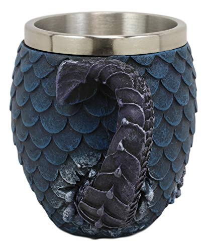 Ebros Gift Ebros Medieval Khaleesi's Elemental Dragon Colorful Scale Egg With Hatching Wyrmling Small Coffee Tea Mug Cup 3.75" High Fantasy GOT Themed Dungeons And Dragons Drinking Cups (Water Blue)