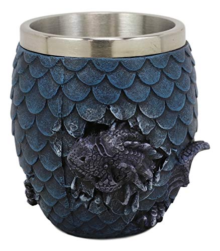 Ebros Gift Ebros Medieval Khaleesi's Elemental Dragon Colorful Scale Egg With Hatching Wyrmling Small Coffee Tea Mug Cup 3.75" High Fantasy GOT Themed Dungeons And Dragons Drinking Cups (Water Blue)