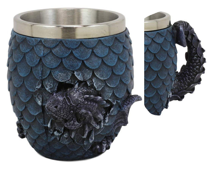 ebros gift Ebros Medieval Khaleesi's Elemental Dragon Colorful Scale Egg With Hatching Wyrmling Small Coffee Tea Mug Cup 3.75" High Fantasy GOT Themed Dungeons And Dragons Drinking Cups (Water Blue)