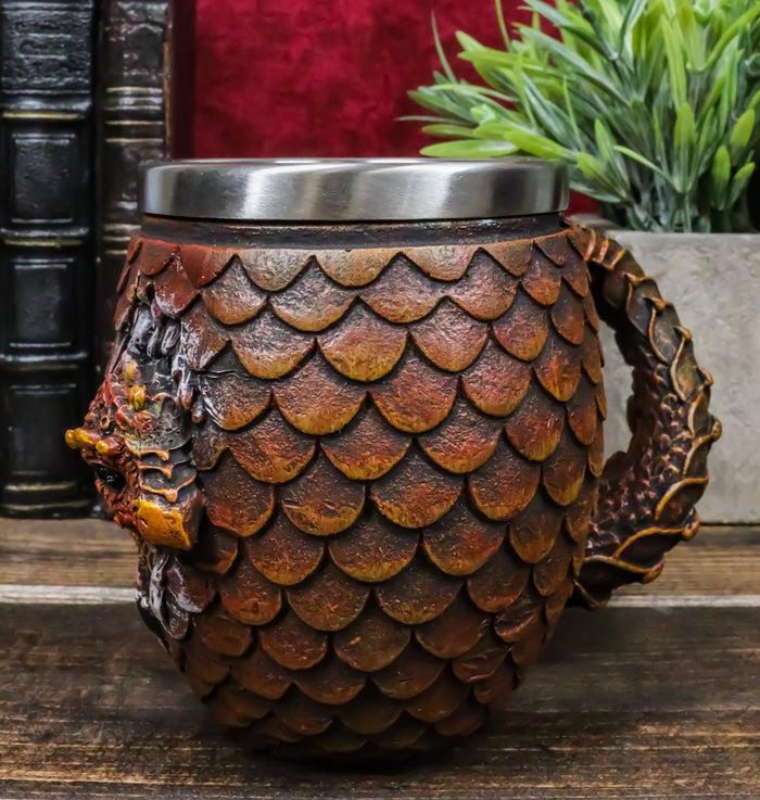 ebros gift Ebros Medieval Khaleesi's Elemental Dragon Colorful Scale Egg With Hatching Wyrmling Small Coffee Tea Mug Cup 3.75" High Fantasy GOT Themed Dungeons And Dragons Drinking Cups (Fire Red)