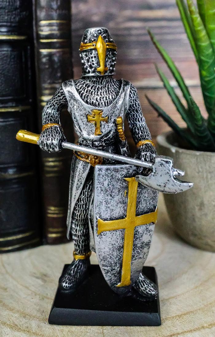 ebros gift Ebros Medieval Knight Crusader Axeman Dollhouse Miniature Figurine 4" H Suit of Armor