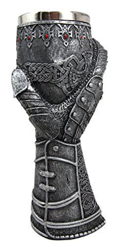 Ebros Gift Ebros Medieval Knight Of Chivalry Gauntlet 9.5"H 8oz Wine Drink Goblet Chalice Cup