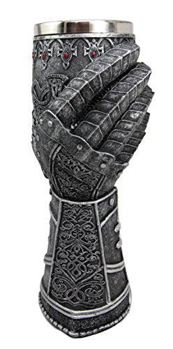 Ebros Gift Ebros Medieval Knight Of Chivalry Gauntlet 9.5"H 8oz Wine Drink Goblet Chalice Cup