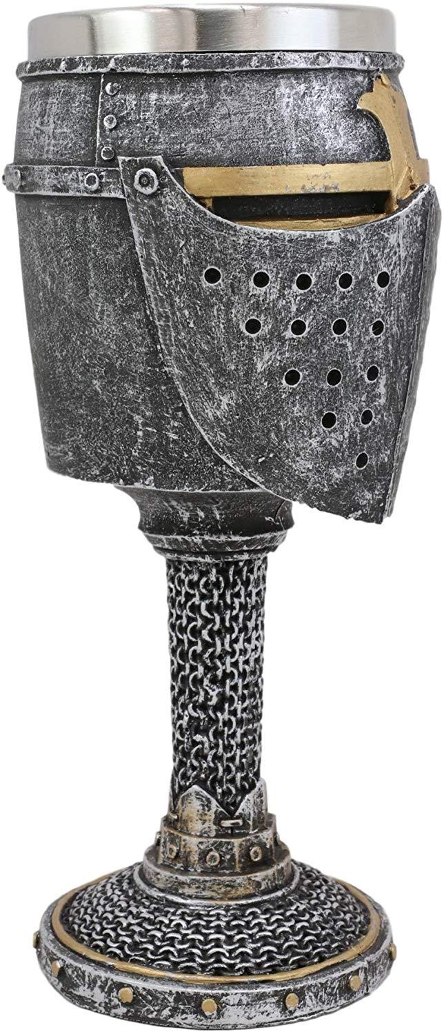 Ebros Gift Ebros Medieval Knight Of The Cross Suit Of Armor Helm 7"H Wine Goblet Chalice