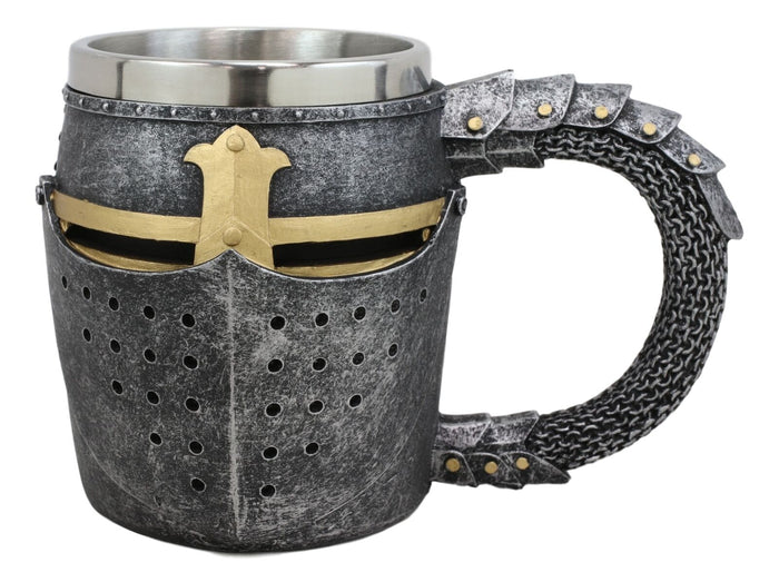 ebros gift Ebros Medieval Knight Of The Cross Suit of Armor Helm Drinkware Mug Cup 6.5"L