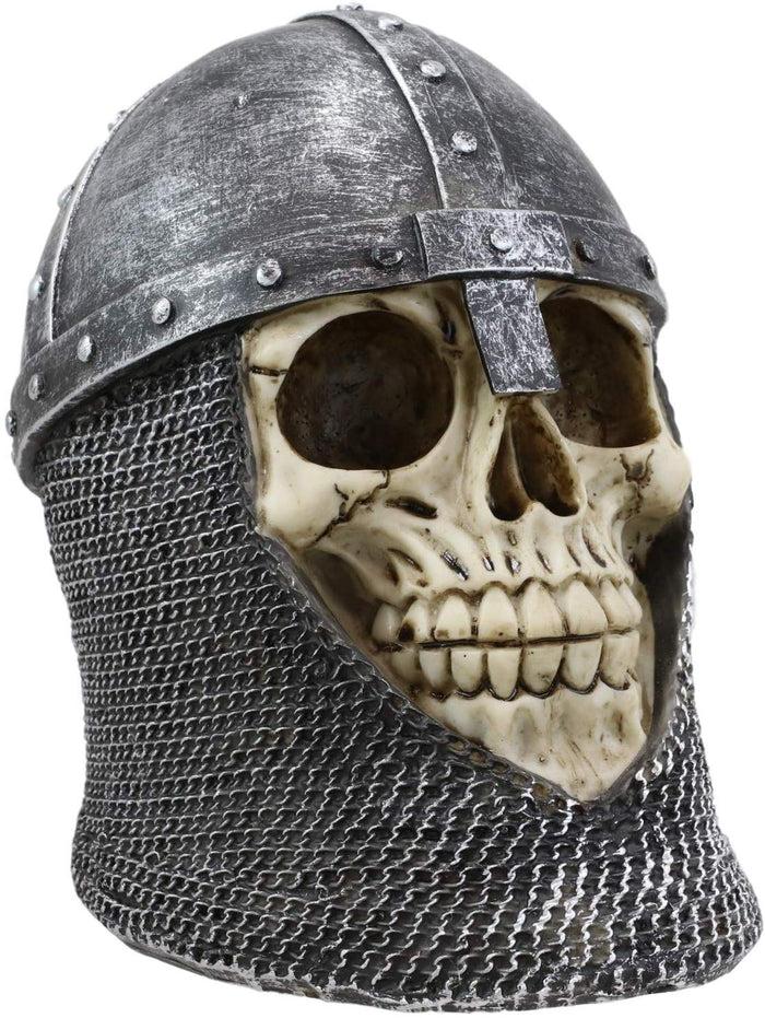 Ebros Gift Ebros Medieval Knight Skull With Helmet And Head Coif Statue 6" Long Figurine
