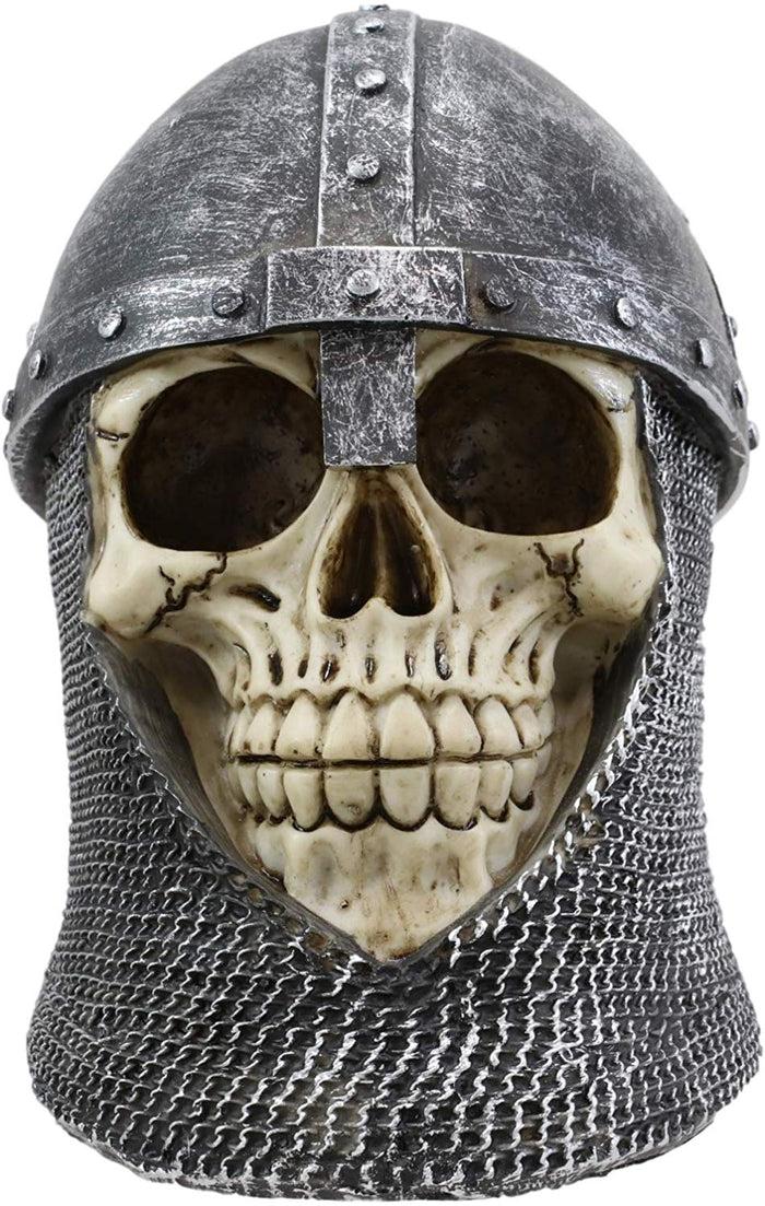 Ebros Gift Ebros Medieval Knight Skull With Helmet And Head Coif Statue 6" Long Figurine