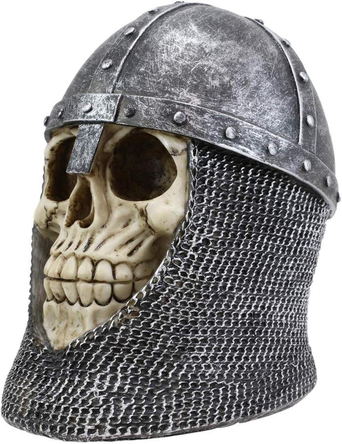 Ebros Gift Ebros Medieval Knight Skull With Helmet And Head Coif Statue 6" Long Figurine